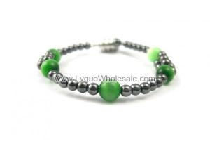 Magnet Clasp - 18cm Hematite Stone Beaded Bracelet